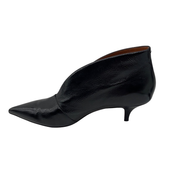 CELINE BLACK POINTED TOE LOW HEEL PATENT LEATHER BOOTIES - Picture 3 of 8